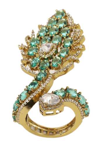 Preeti Mohan Jessica Green Rose Cut Ring 