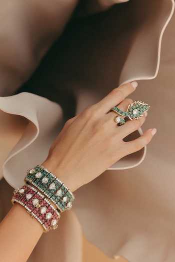 Preeti Mohan Jessica Green Rose Cut Ring 