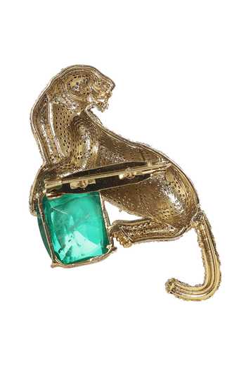 Preeti Mohan Green Niharika Moissanite Brooch Online at Aza Fashions Preeti Mohan_Green Niharika Moissanite Brooch _Online_at_Aza_Fashions