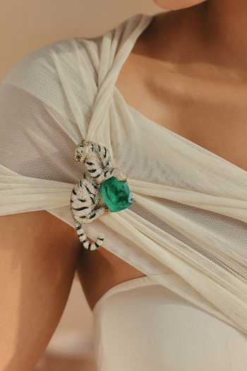 Preeti Mohan Niharika Green Moissanite Brooch 
