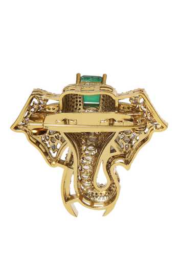 Preeti Mohan Green Vinayaka Elephant Brooch Online at Aza Fashions Preeti Mohan_Green Vinayaka Elephant Brooch _Online_at_Aza_Fashions