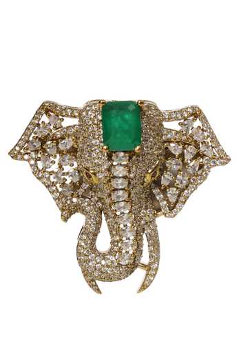 Preeti Mohan Vinayaka Green Elephant Brooch