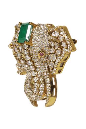 Buy Preeti Mohan Green Vinayaka Elephant Brooch Online at Aza Fashions Buy_Preeti Mohan_Green Vinayaka Elephant Brooch _Online_at_Aza_Fashions