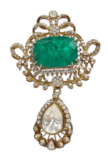 Preeti Mohan Ikantika Green Moissanite Brooch