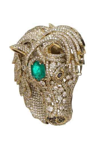 Buy Preeti Mohan Emerald Green Ashva Horse Brooch Online at Aza Fashions Buy_Preeti Mohan_Emerald Green Ashva Horse Brooch _Online_at_Aza_Fashions