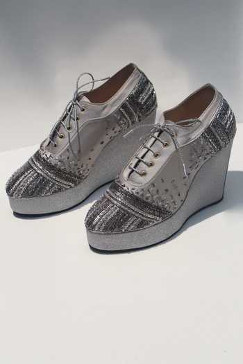 Shradha Hedau Footwear Couture Saanvi Embroidered Wedge Sneakers 