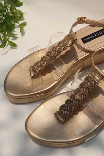 Shop Shradha Hedau Footwear Couture Brown Amara Transparent Strap Wedges Online at Aza Fashions Shop_Shradha Hedau Footwear Couture_Brown Amara Transparent Strap Wedges _Online_at_Aza_Fashions