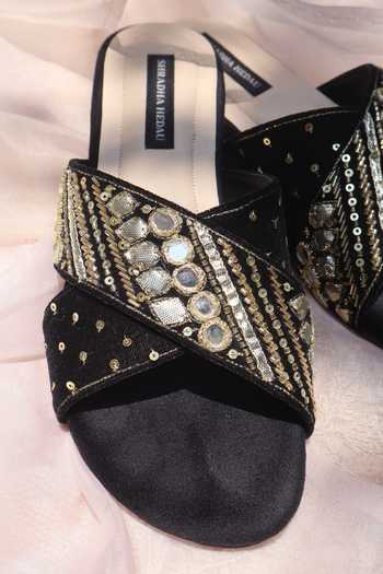 Shop Shradha Hedau Footwear Couture Black Lumina Handcrafted Flats Online at Aza Fashions Shop_Shradha Hedau Footwear Couture_Black Lumina Handcrafted Flats _Online_at_Aza_Fashions