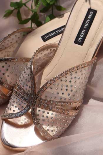 Buy_Shradha Hedau Footwear Couture_Rose Gold Cia Handcrafted Heels _Online_at_Aza_Fashions