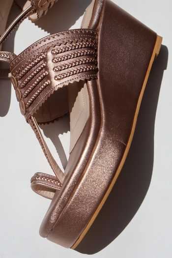 Shradha Hedau Footwear Couture Rose Gold Myra Handcrafted Kolhapuri Wedges Online at Aza Fashions Shradha Hedau Footwear Couture_Rose Gold Myra Handcrafted Kolhapuri Wedges _Online_at_Aza_Fashions