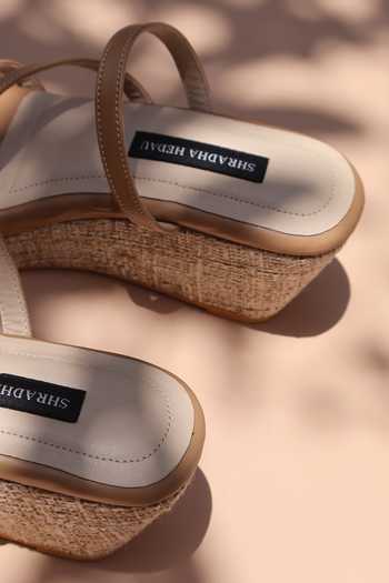 Shradha Hedau Footwear Couture Beige Amaaya Handcrafted Wedges Online at Aza Fashions Shradha Hedau Footwear Couture_Beige Amaaya Handcrafted Wedges _Online_at_Aza_Fashions