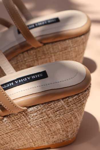 Shop Shradha Hedau Footwear Couture Beige Amaaya Handcrafted Wedges Online at Aza Fashions Shop_Shradha Hedau Footwear Couture_Beige Amaaya Handcrafted Wedges _Online_at_Aza_Fashions