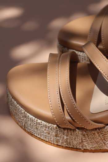Shradha Hedau Footwear Couture Beige Amaaya Handcrafted Wedges at Aza Fashions Shradha Hedau Footwear Couture_Beige Amaaya Handcrafted Wedges _at_Aza_Fashions