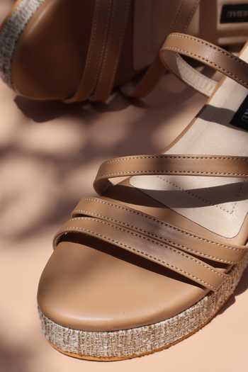 Shop Shradha Hedau Footwear Couture Beige Amaaya Handcrafted Wedges Shop_Shradha Hedau Footwear Couture_Beige Amaaya Handcrafted Wedges
