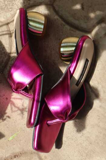Shradha Hedau Footwear Couture Frida Metallic Matka Block Heels