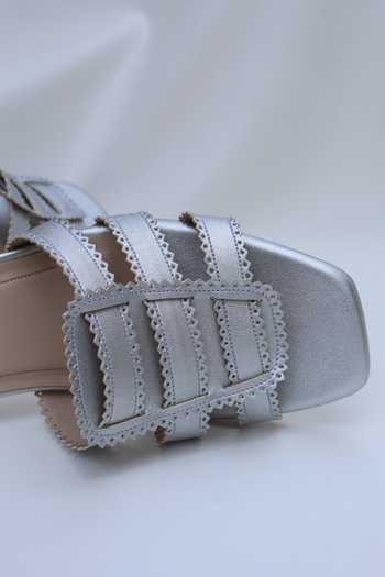 Shradha Hedau Footwear Couture Silver Mirari Strappy Block Heels at Aza Fashions Shradha Hedau Footwear Couture_Silver Mirari Strappy Block Heels _at_Aza_Fashions