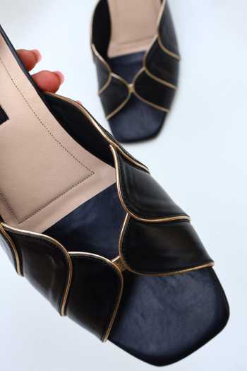 Shop Shradha Hedau Footwear Couture Black Zaria Pyramid Block Heels Online at Aza Fashions Shop_Shradha Hedau Footwear Couture_Black Zaria Pyramid Block Heels _Online_at_Aza_Fashions