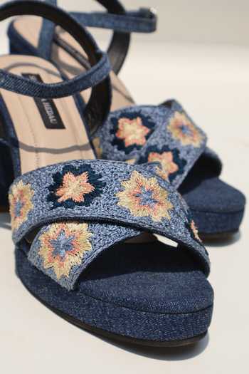 Buy Shradha Hedau Footwear Couture Blue Kiomi Floral Embroidered Block Heels Online at Aza Fashions Buy_Shradha Hedau Footwear Couture_Blue Kiomi Floral Embroidered Block Heels _Online_at_Aza_Fashions