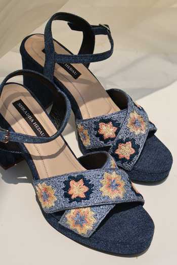 Shradha Hedau Footwear Couture Kiomi Floral Embroidered Block Heels