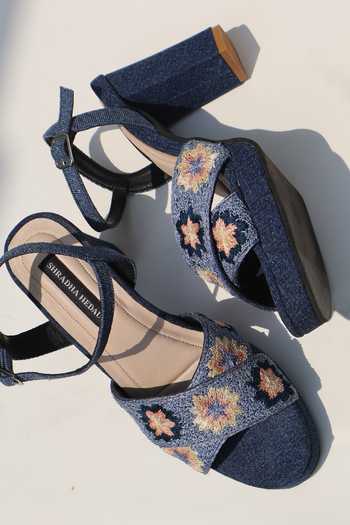 Shradha Hedau Footwear Couture Kiomi Floral Embroidered Block Heels