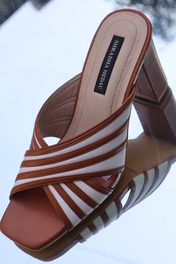 Shop Shradha Hedau Footwear Couture Tan Amalfi Multi Strap Block Heels Online at Aza Fashions Shop_Shradha Hedau Footwear Couture_Tan Amalfi Multi Strap Block Heels _Online_at_Aza_Fashions