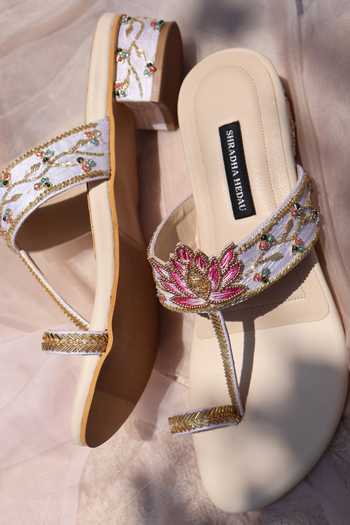 Shradha Hedau Footwear Couture Nia Lotus Embroidered Block Heels