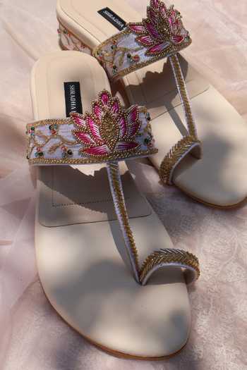 Shradha Hedau Footwear Couture Nia Lotus Embroidered Block Heels