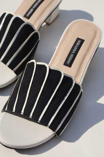 Shradha Hedau Footwear Couture_Black Mila Striped Strap Block Heels _Online_at_Aza_Fashions