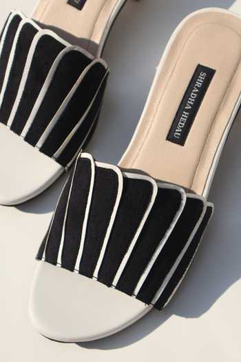 Buy_Shradha Hedau Footwear Couture_Black Mila Striped Strap Block Heels 