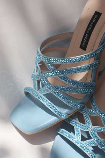 Shradha Hedau Footwear Couture_Blue Marina Embellished Strap Heels _Online_at_Aza_Fashions