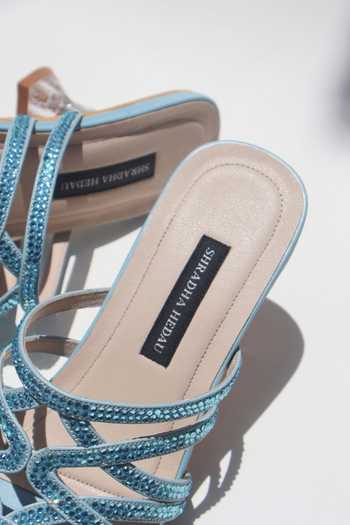 Buy_Shradha Hedau Footwear Couture_Blue Marina Embellished Strap Heels _Online_at_Aza_Fashions