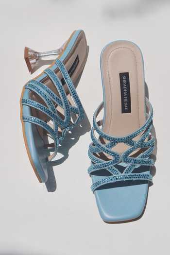 Buy_Shradha Hedau Footwear Couture_Blue Marina Embellished Strap Heels 