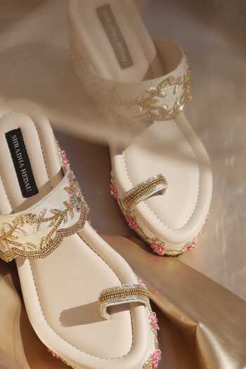 Shradha Hedau Footwear Couture Verena Rose Embroidered Wedges 