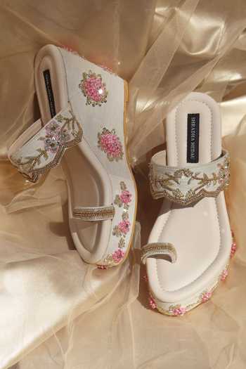 Shradha Hedau Footwear Couture Verena Rose Embroidered Wedges 