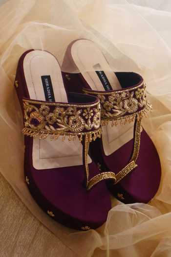Shradha Hedau Footwear Couture Myra Hand Embroidered Wedges 