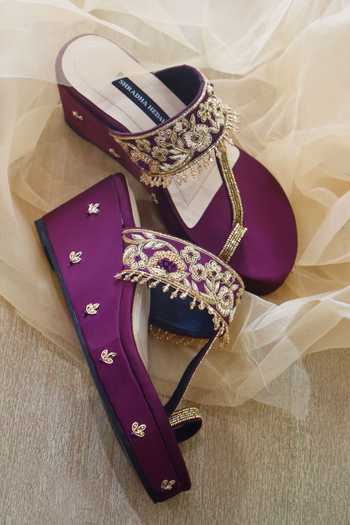 Shradha Hedau Footwear Couture Myra Hand Embroidered Wedges 