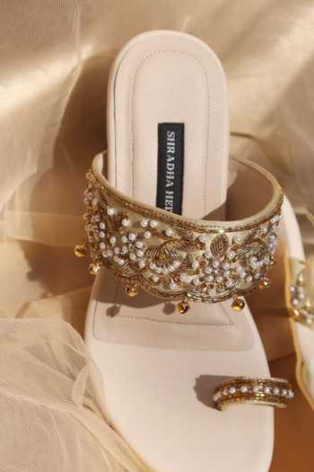 Buy Shradha Hedau Footwear Couture Gold Ananya Embroidered Block Heels Online at Aza Fashions Buy_Shradha Hedau Footwear Couture_Gold Ananya Embroidered Block Heels _Online_at_Aza_Fashions