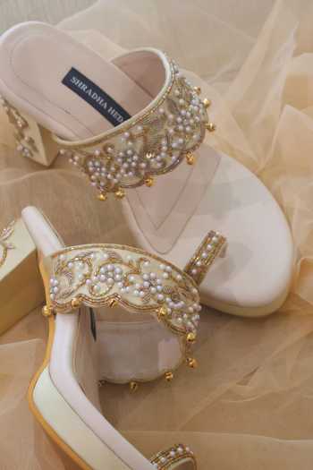 Shop Shradha Hedau Footwear Couture Gold Ananya Embroidered Block Heels Online at Aza Fashions Shop_Shradha Hedau Footwear Couture_Gold Ananya Embroidered Block Heels _Online_at_Aza_Fashions