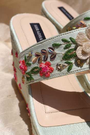 Buy Shradha Hedau Footwear Couture Grey Ishani Embellished Wedges Online at Aza Fashions Buy_Shradha Hedau Footwear Couture_Grey Ishani Embellished Wedges _Online_at_Aza_Fashions
