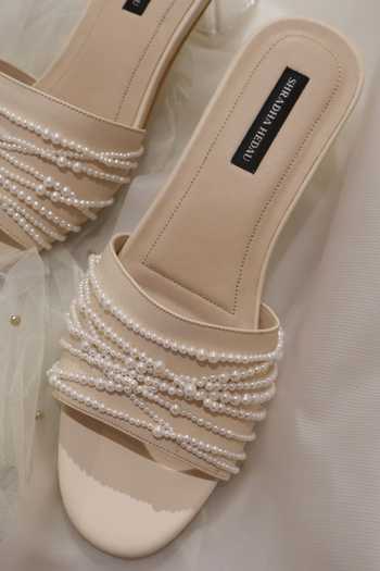 Shop Shradha Hedau Footwear Couture Beige Martina Beaded Strap Transparent Block Heels Shop_Shradha Hedau Footwear Couture_Beige Martina Beaded Strap Transparent Block Heels