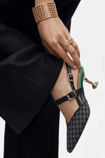 Shradha Hedau Footwear Couture Black Muriel Houndstooth Pointed Toe Heels Online at Aza Fashions Shradha Hedau Footwear Couture_Black Muriel Houndstooth Pointed Toe Heels _Online_at_Aza_Fashions