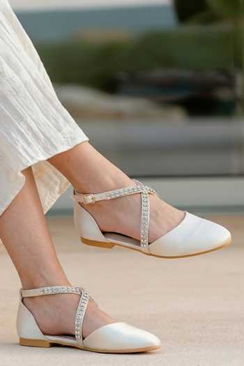 Shradha Hedau Footwear Couture Tara Embellished Cross-Over Strap Flats