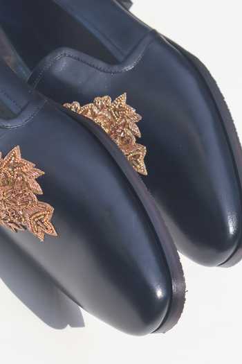 Shradha Hedau Footwear Couture Black Henry Leather Moccasin Shoes Online at Aza Fashions Shradha Hedau Footwear Couture_Black Henry Leather Moccasin Shoes _Online_at_Aza_Fashions