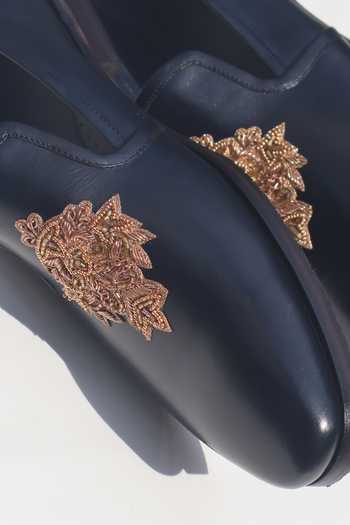 Shradha Hedau Footwear Couture Black Henry Leather Moccasin Shoes at Aza Fashions Shradha Hedau Footwear Couture_Black Henry Leather Moccasin Shoes _at_Aza_Fashions