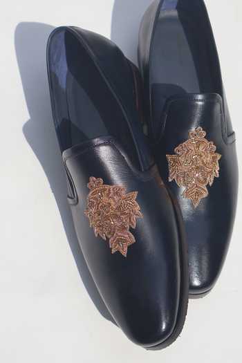 Buy Shradha Hedau Footwear Couture Black Henry Leather Moccasin Shoes Buy_Shradha Hedau Footwear Couture_Black Henry Leather Moccasin Shoes