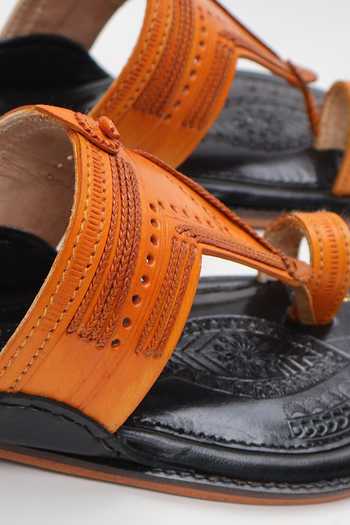 Shradha Hedau Footwear Couture Black Vedant Leather Slider Sandals Online at Aza Fashions Shradha Hedau Footwear Couture_Black Vedant Leather Slider Sandals _Online_at_Aza_Fashions