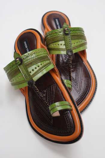 Shradha Hedau Footwear Couture Anay Leather Kolhapuri Slider Sandals