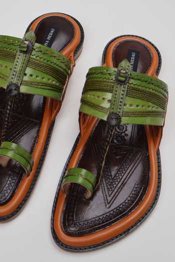 Shradha Hedau Footwear Couture Anay Leather Kolhapuri Slider Sandals