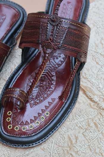 Shop Shradha Hedau Footwear Couture Burgundy Bajirao Hand Embellished Open Toe Sandals Online at Aza Fashions Shop_Shradha Hedau Footwear Couture_Burgundy Bajirao Hand Embellished Open Toe Sandals _Online_at_Aza_Fashions
