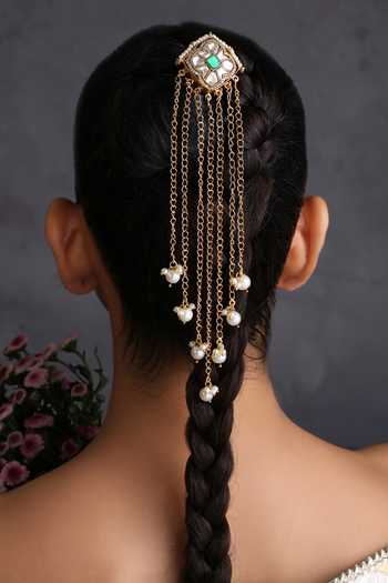 Swabhimann Embellished Tassel Kundan Braid Pin 